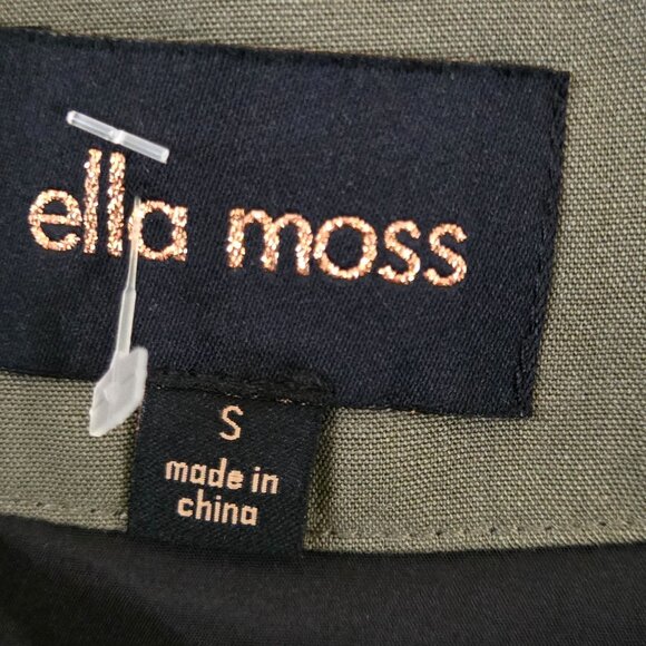 Ella Moss Minka Utility Jacket Olive Textile Sleeves Back Zip Snap Linen Size S - Picture 11 of 12